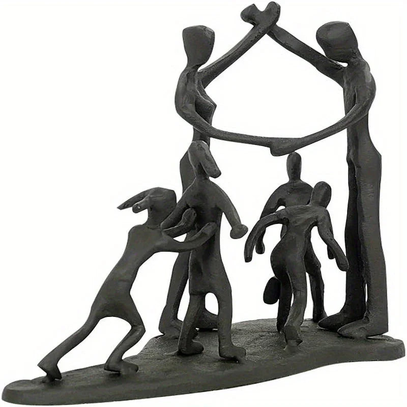 Family Figurine - Cast Iron Sculpture, side view - House Of Avana