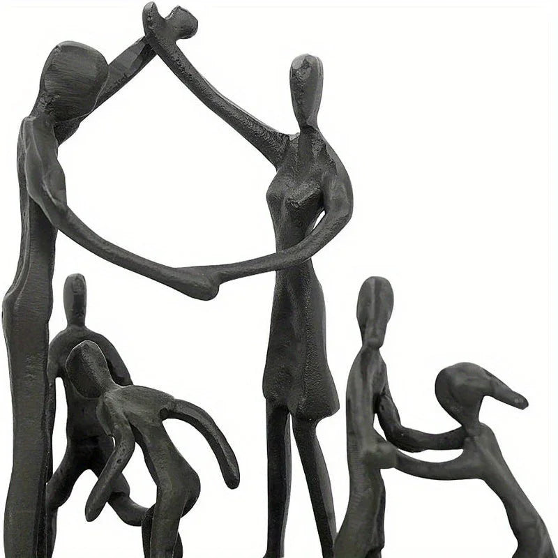 Family Figurine - Cast Iron Sculpture, detail shot - House Of Avana
