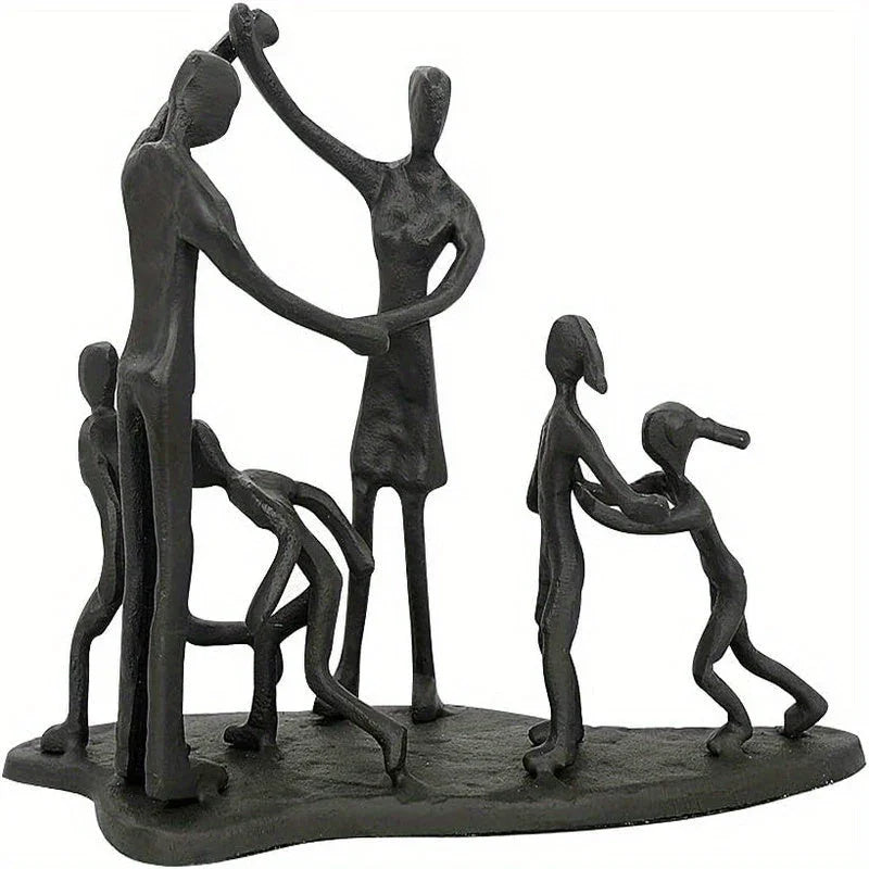 Family Figurine - Cast Iron Sculpture, top view - House Of Avana