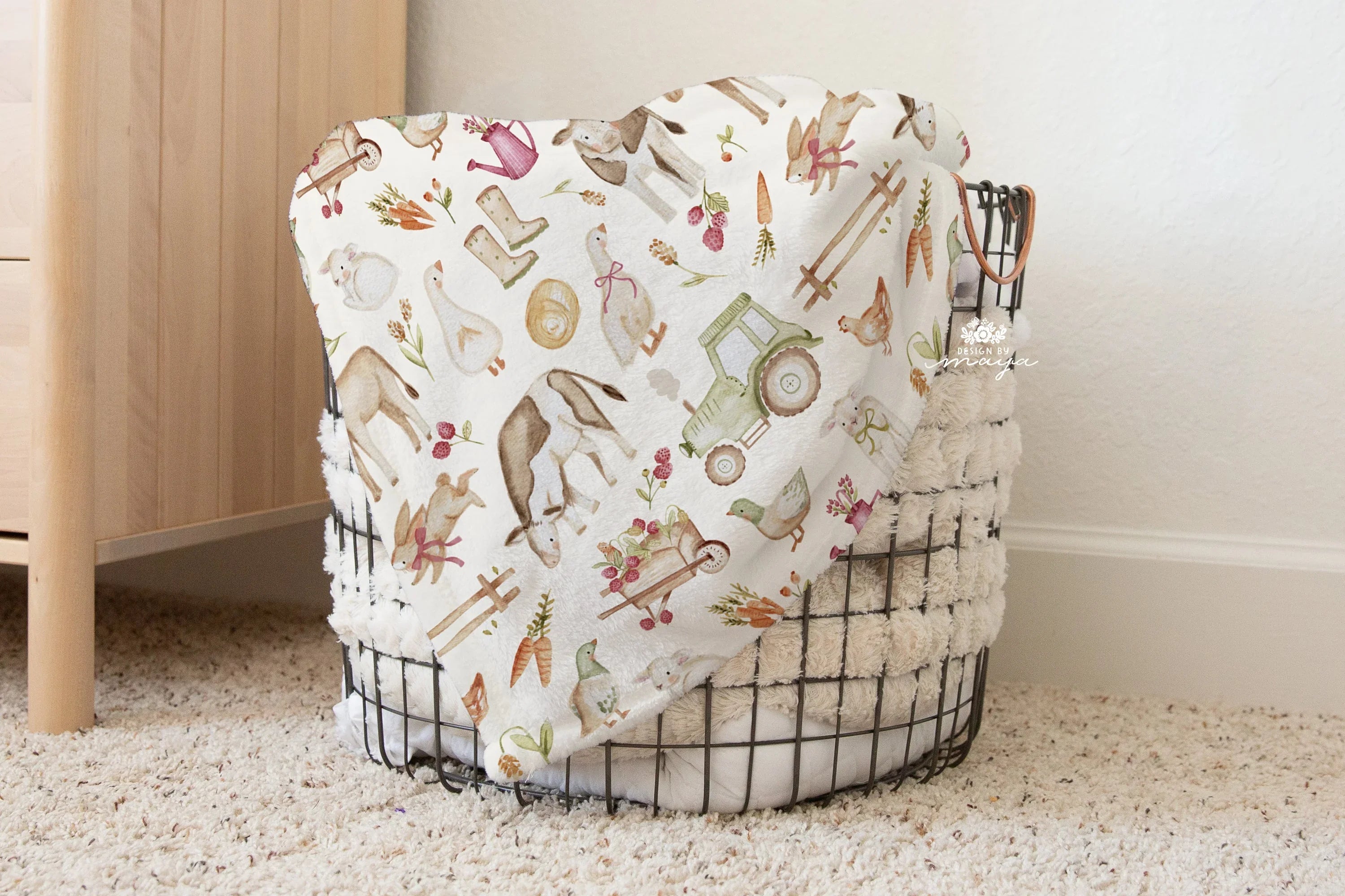 Baby Animals Farm - Vintage Baby Blanket