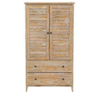 FarmHome Louvered Distressed Driftwood Solid Pine Armoire