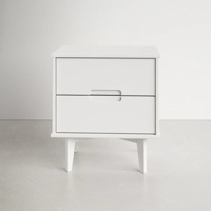 FarmHouse 2 Drawer Solid Wood Nightstand White