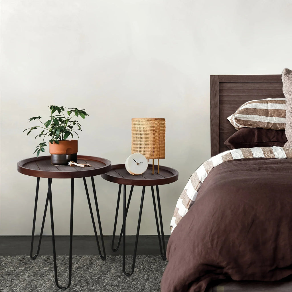 Oakrain Nesting Tables For Living Room, Round Nesting Coffee Table, Farmhouse End Tables Living Room Set Of 2, Wood Side Tables Set Of 2 For Sofa, Bedroom House Of Avana