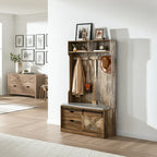 Farmhouse Entryway Bench with Coat Rack House Of Avana
