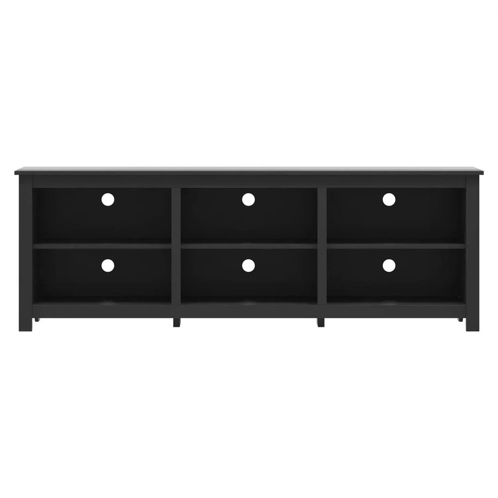 Farmhouse TV Stand in Black Wood Finish - for TVs up to 70-inch