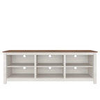 Farmhouse TV Stand in Grey Oak with Brown Wood Finish Top for TVs up to 70-inch