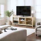 Farmhouse TV Stand in Light Oak Wood Finish - for TVs up to 70-inch