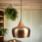 Wood pendant light with satin brass accents, rustic farmhouse style - House of Avana