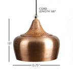Farmhouse Wood and Satin Brass Pendant Light Vintage Shopper