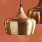 Farmhouse Wood and Satin Brass Pendant Light Vintage Shopper