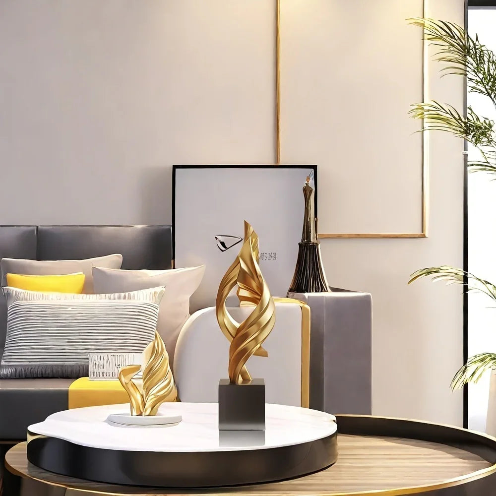 Resin sculpture in neutral tone, unique shape, no electricity required - House of Avana