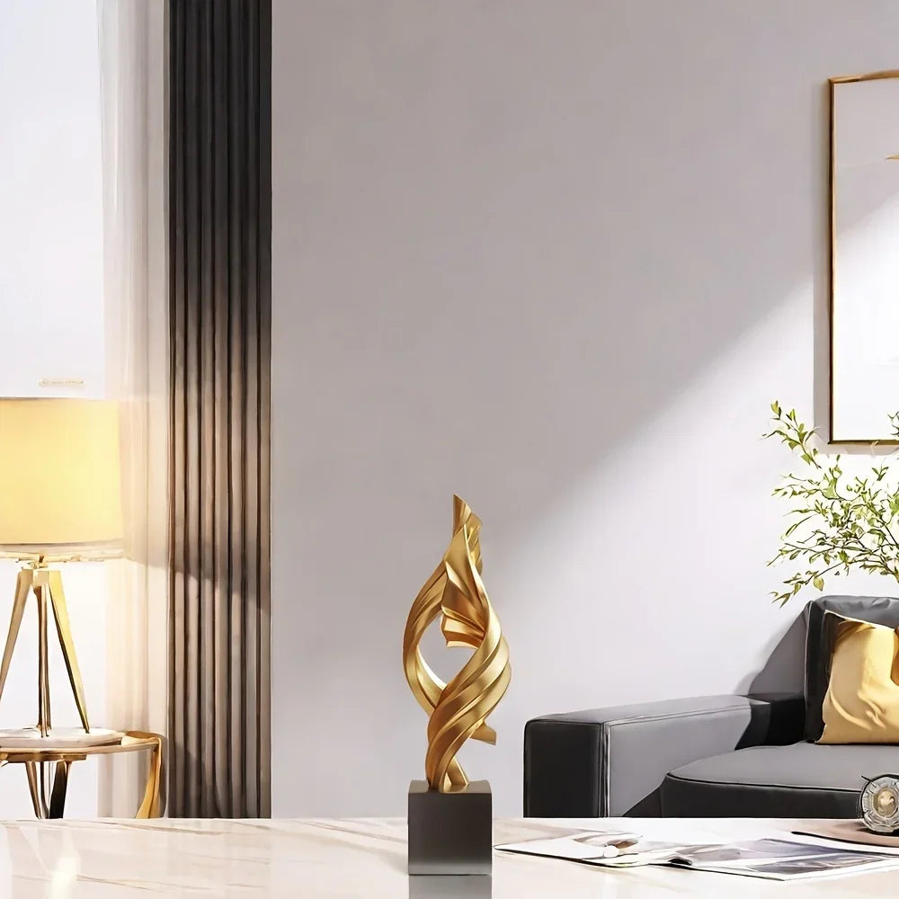 Resin sculpture in neutral tone, unique shape, no electricity required - House of Avana