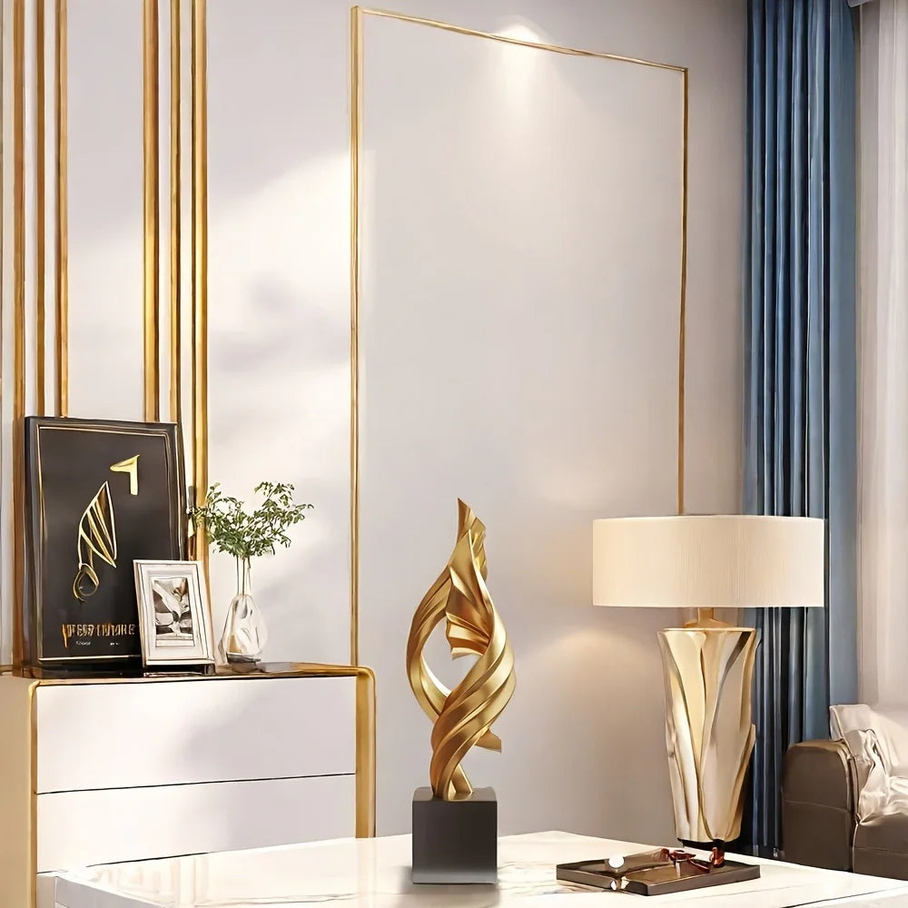 Resin sculpture in neutral tone, unique shape, no electricity required - House of Avana