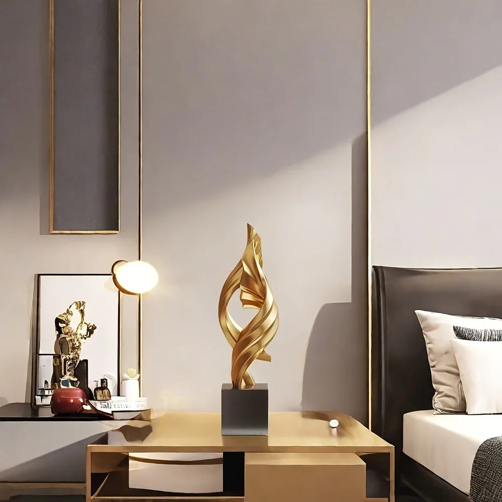 Resin sculpture in neutral tone, unique shape, no electricity required - House of Avana