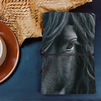 Fashionable Leather Notebook - Elegant Black Horse Design with Labeled Sections, 80 Sheets/160 Pages, Soft Cover & Perforated Pages, Compact & Portable Journal for Onboarding, Task Lists, Work Notes - Ideal New Job Gift for C
