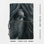 Fashionable Leather Notebook - Elegant Black Horse Design with Labeled Sections, 80 Sheets/160 Pages, Soft Cover & Perforated Pages, Compact & Portable Journal for Onboarding, Task Lists, Work Notes - Ideal New Job Gift for C