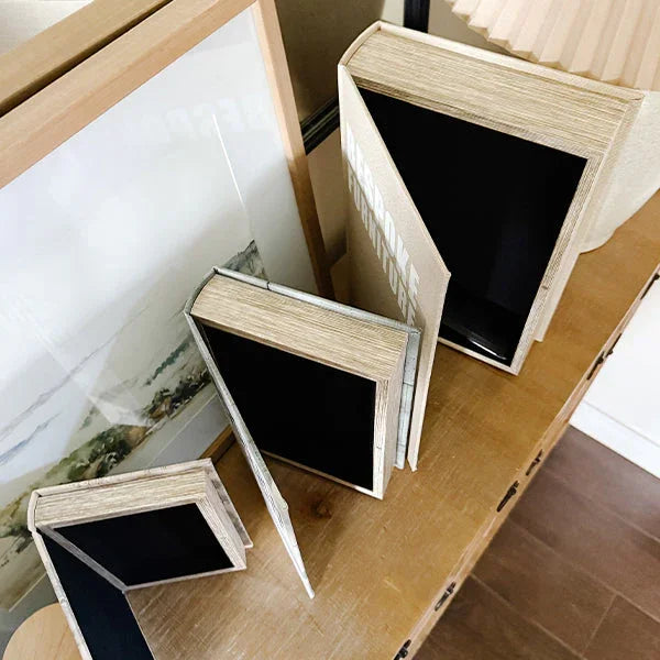 Large Leather Bound Book Boxes, Set of 3 Decor Steals
