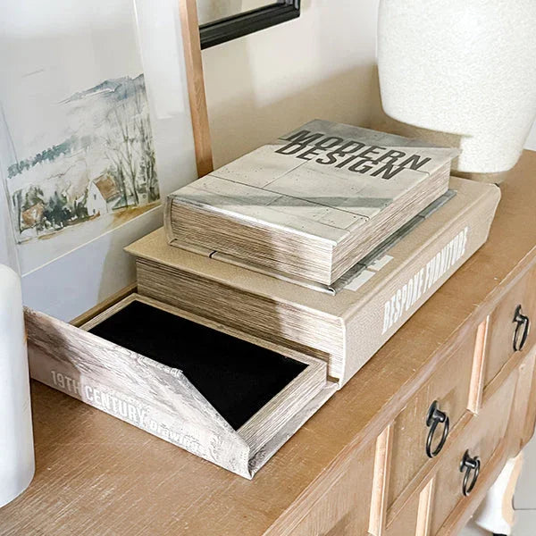 Large Leather Bound Book Boxes, Set of 3 Decor Steals