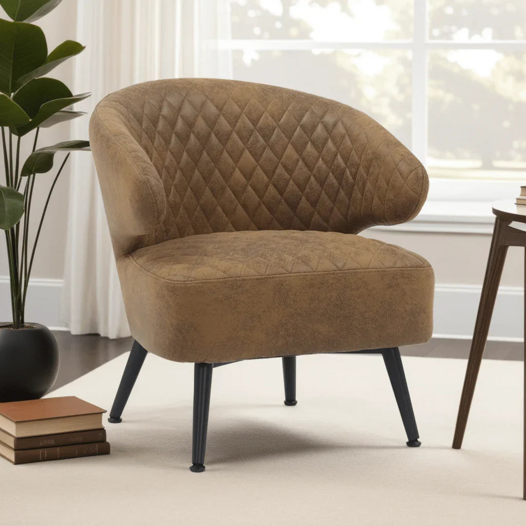 Faux Leather Suede Brown Guistina Accent Chair House Of Avana