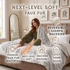 DaDa Bedding Milky White Purple Faux Fur Sherpa Throw Blanket