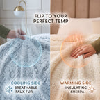 DaDa Bedding Milky White Purple Faux Fur Sherpa Throw Blanket