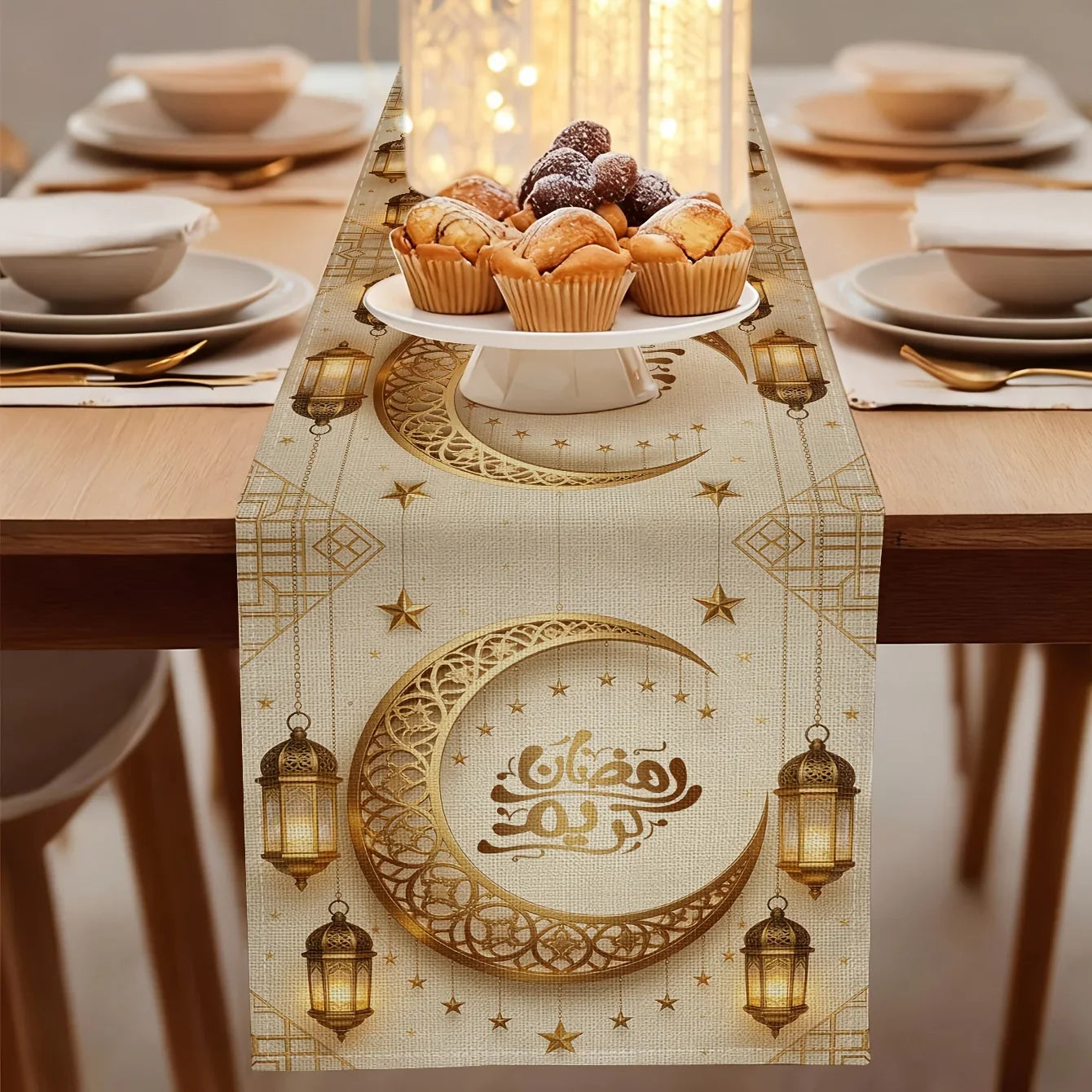 Polyester Table Runner - Rectangular Ramadan Lantern