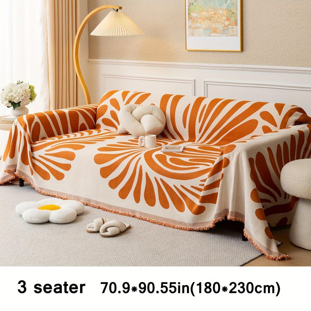 Versatile Chenille Sofa Cover - Pet-Friendly, Orange Dog Couch Cover topspet