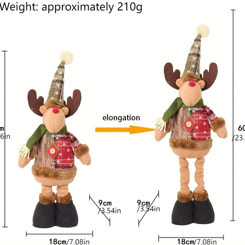 Set of 3 Christmas Decorations Featuring Plush Figurines with Extendable Spring Legs, Including a Snowman, Reindeer, And Santa Claus. These Adjustable Leg Ornaments Are Perfect for Holiday Parties And Make Great Gifts. House Of Avana