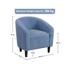 Costoffs Accent Chair Boucle Arm Chair, Barrel Club Chair with Rounded Back/Robust Legs/Armrests for Living Room/Bedroom/Office/Home, Blue/Ivory/Mustard Yellow House Of Avana
