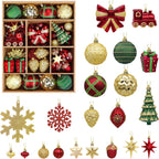 [Christmas, Weddings, Parties] 82pcs Shatterproof Plastic Christmas Ornaments Set - Red, Green & Golden/White Decorations with Golden Caps & Hanging Strings, Large & Small Holiday Tree Decor for Xmas, Weddings, Parties - & Pe House Of Avana