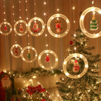 Christmas LED Curtain Lights Set | Santa-Claus, Reindeer, Snowman, And Christmas Tree Designs | Powered, Button Control, Glam Style, Plastic Material House Of Avana