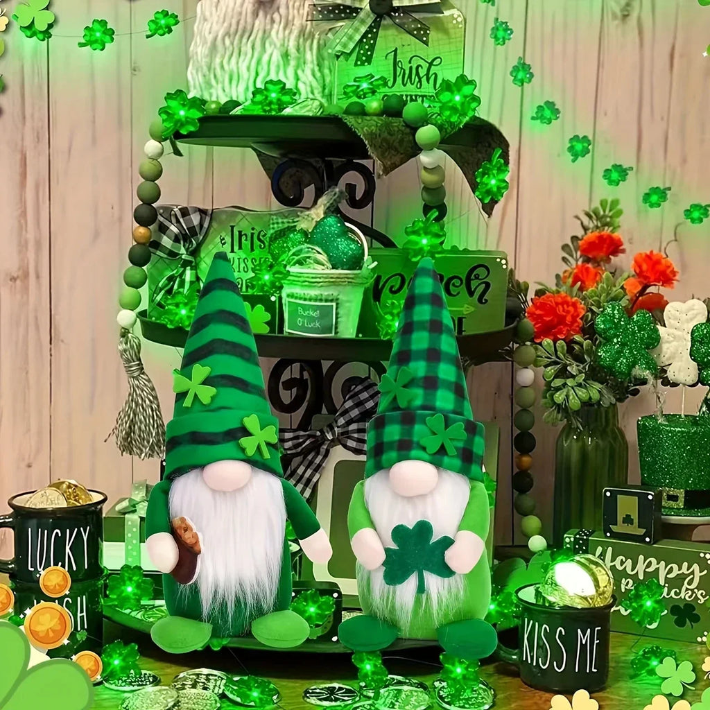 Gnome Decorations - Lucky Green Felt 2pcs