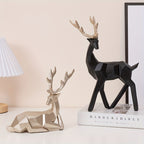 Modern Minimalist Resin Deer & Reindeer Sculpture - & Golden Abstract Animal Figurine, Elegant Home Decor for Living Room, Bedroom, Office, Christmas, Indoor Decoration, Scandinavian Style, Decorative Figurine, Office Decorat House Of Avana