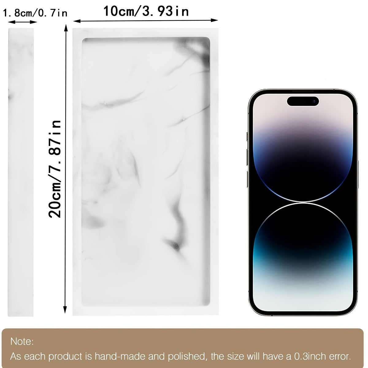 Vanity Tray - Non-Slip White Marble