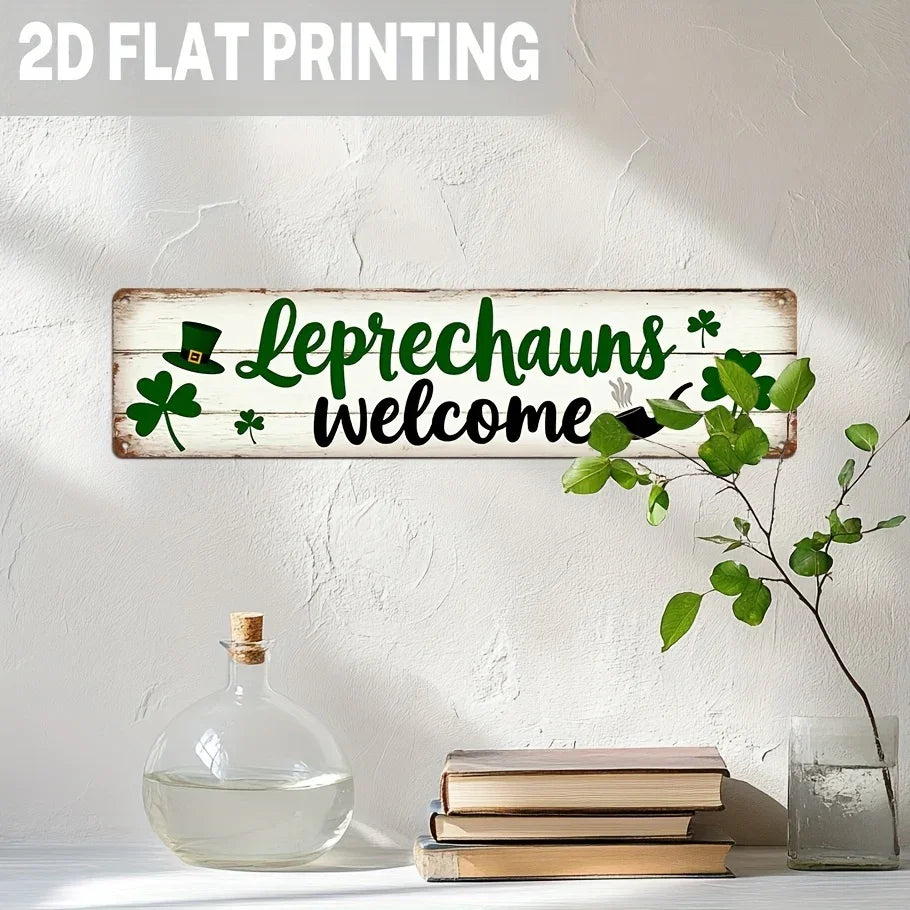 Welcome Sign - Rustic Metal Leprechaun Wall
