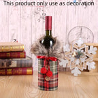 1pc Festive Christmas Wine Bottle Cover with Plush Fur Collar - Polyester, Perfect for Holiday Parties & Home Decor House Of Avana