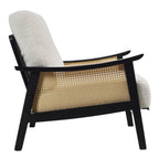White Single Leisure Sofa, Rattan Decorative Armrest Upholstered Boucle Fabric Wingback Armchair with Padded Seat for Living Room Lounge Sofa Meeting Visitor Chair Cozy Chair for Bedroom Home Office House Of Avana
