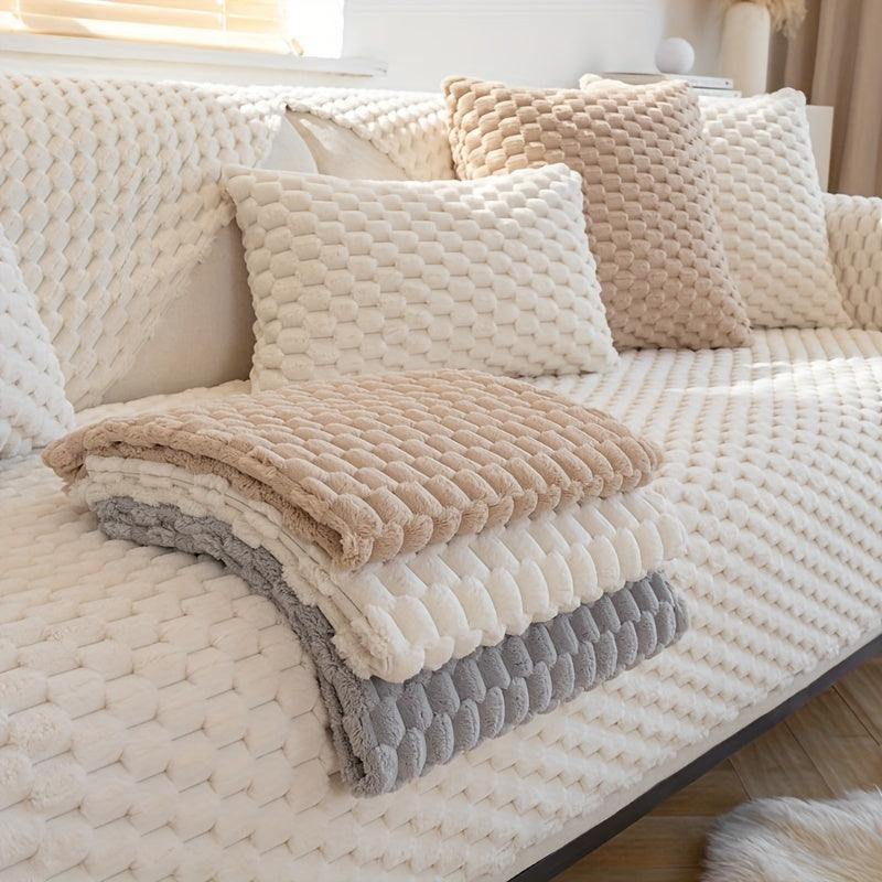 Plush Nordic Sofa Slipcover | non slip couch cover for dogs topspet