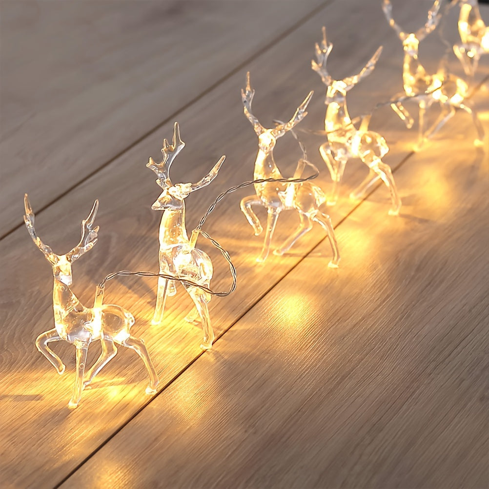1pc Christmas Reindeer String Lights for New Year Christmas Trees Weddings Curtains Indoor Wreaths Parties Room Bedroom Decoration Lights, Powered By Battery Box (Battery Not Included) House Of Avana