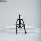 Black Cast Iron Crafts Seated Figures Statue Room Aesthetics Decor Ornaments Abstract Character Metal... - House Of Avana