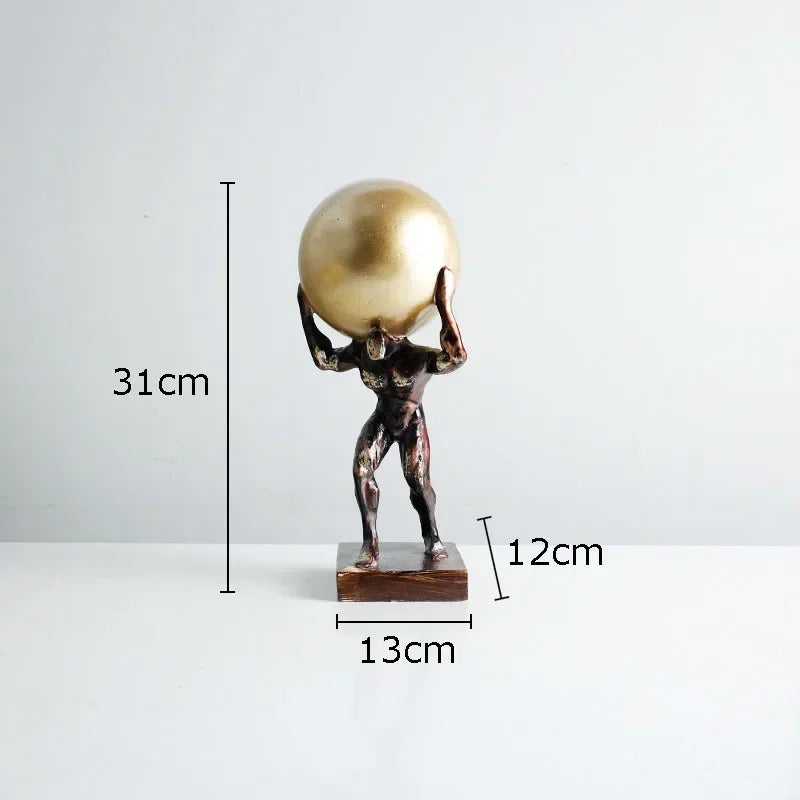 Golden Ball Decorative Gymnastic Figure Statue Desk Decoration Abstract Crafts Character Resins... - House Of Avana
