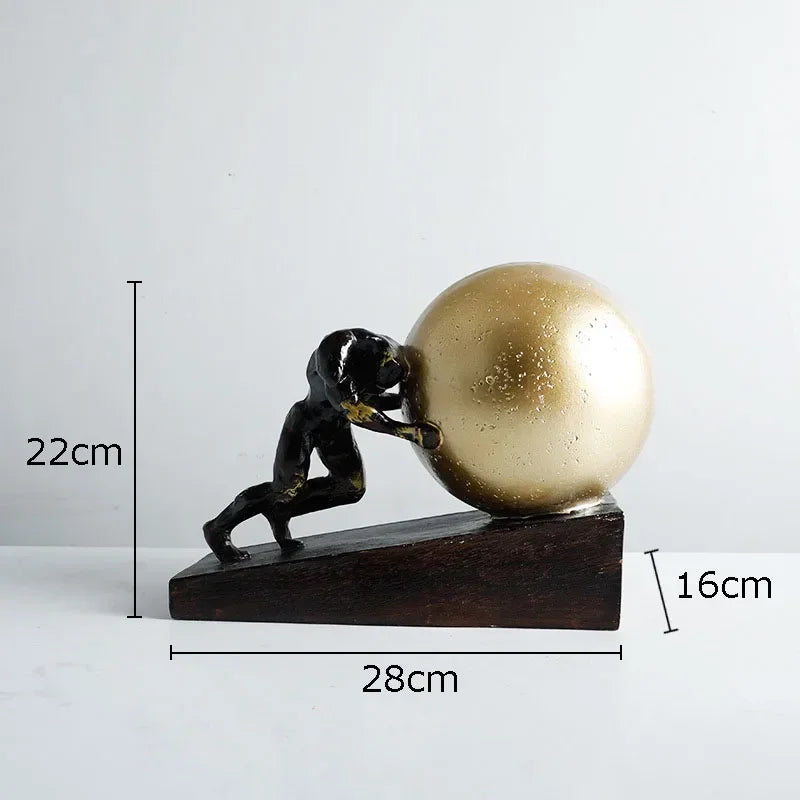 Golden Ball Decorative Gymnastic Figure Statue Desk Decoration Abstract Crafts Character Resins... - House Of Avana