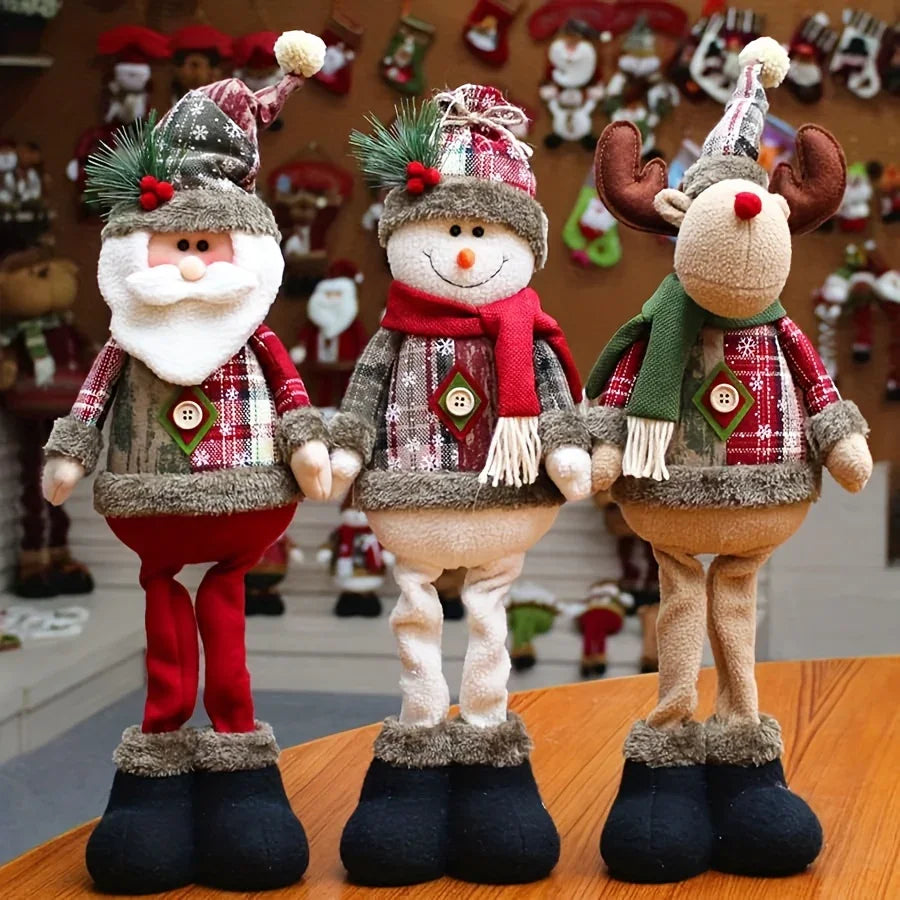 Ceramic Snowman Figurine with Reindeer and Santa Claus Design - House Of Avana
