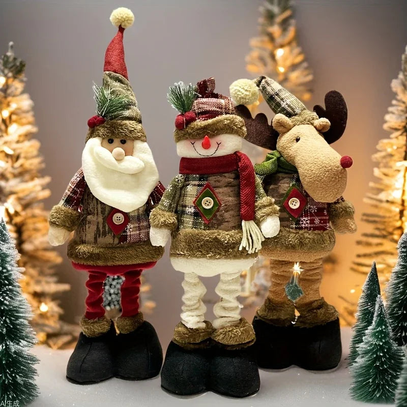 Ceramic Snowman Figurine with Reindeer and Santa Claus Design - House Of Avana