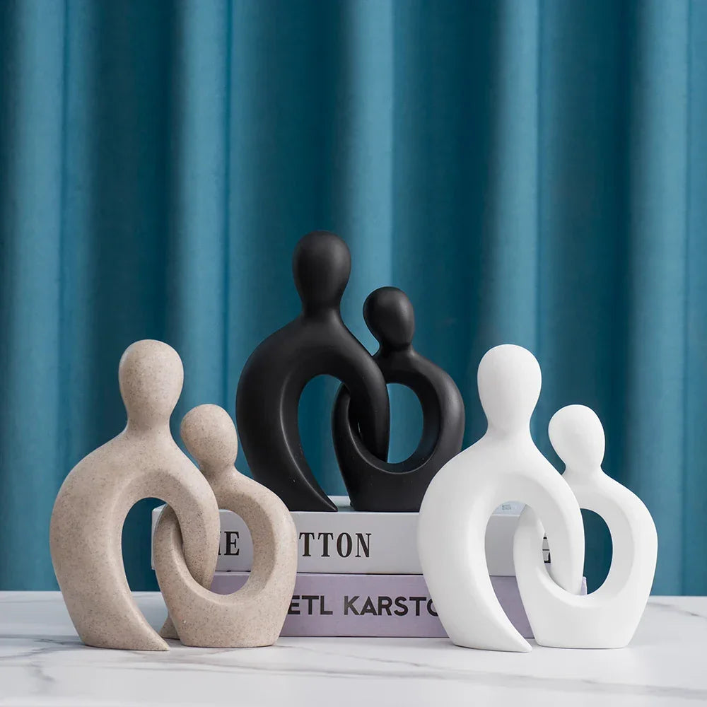 Abstract Couple Figurine - White Wedding Sculpture, front view - House Of Avana