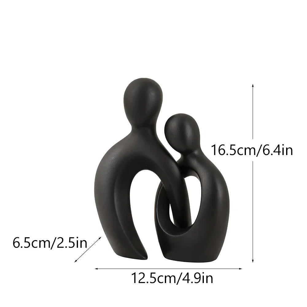 Abstract Couple Figurine - White Wedding Sculpture, angled view - House Of Avana