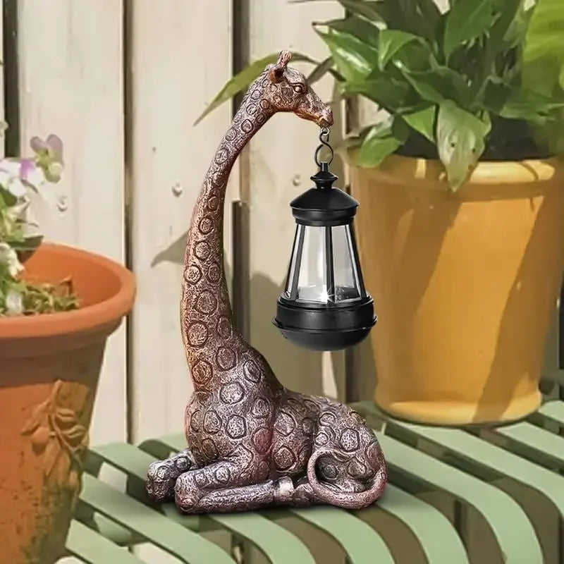 Giraffe Animal Figurine with Solar Lantern - House Of Avana
