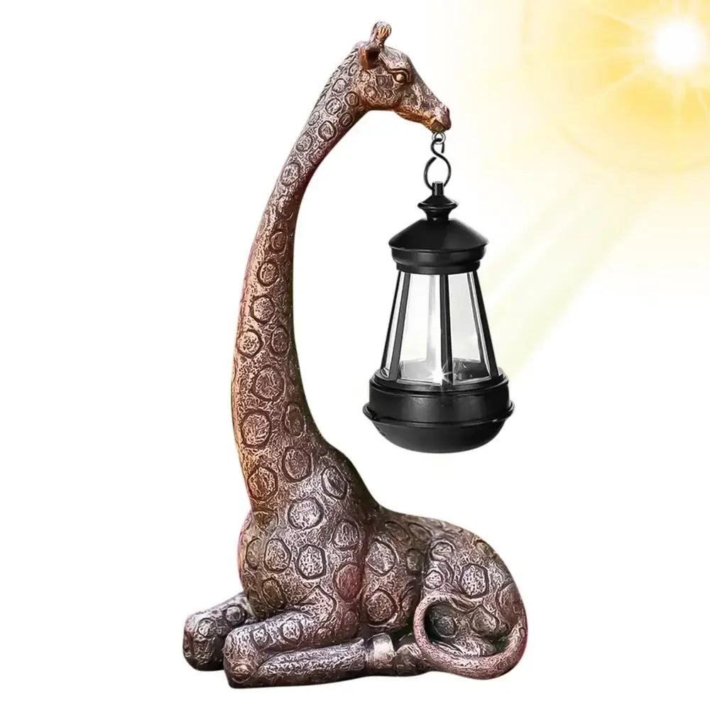 Giraffe Animal Figurine with Solar Lantern - House Of Avana