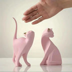 White ceramic cat figurine, modern artistic design, glossy finish - House of Avana