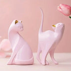 White ceramic cat figurine, modern artistic design, glossy finish - House of Avana